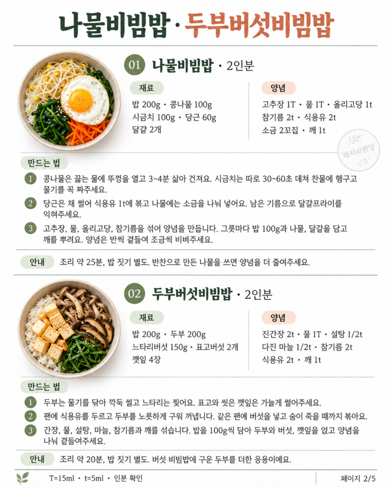 밥 반 공기에 뭘 더할까 — 채소 듬뿍 비빔밥 7가지