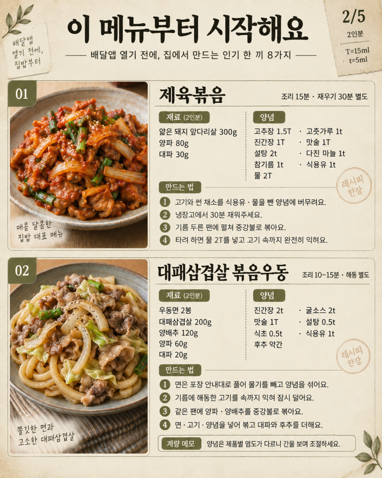 배달앱 열기 전에, 집에서 만드는 인기 한 끼 8가지