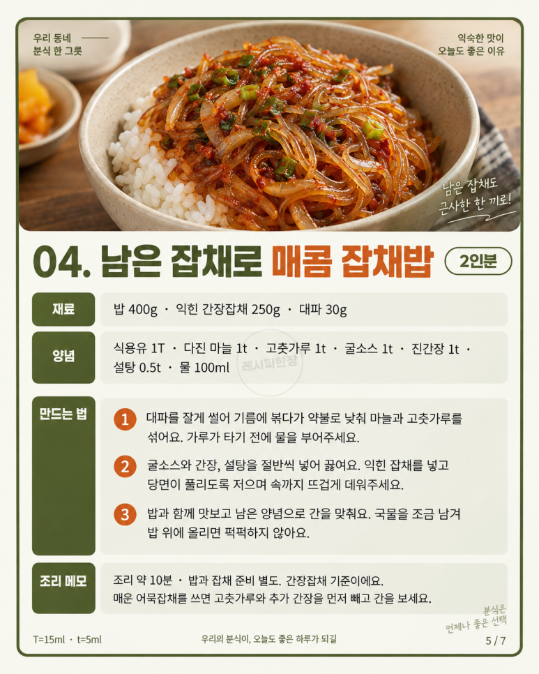 추석 잡채 만들 당면, 남아도 쓸 곳 있어요 — 잡채·김말이·호떡 6가지