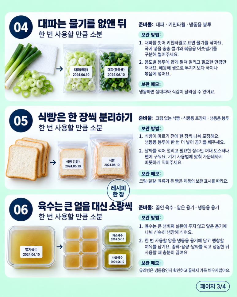 냉동실에 넣기 전 나눠두세요꺼내 쓸 때 편한 소분법 8가지
