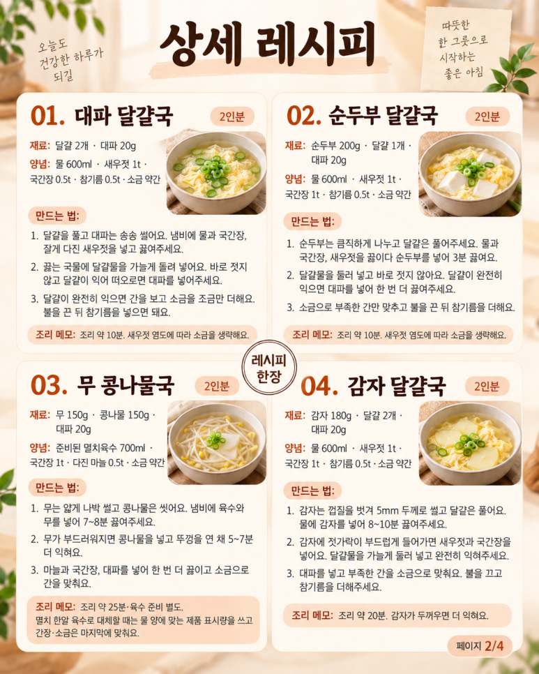 국 없으면 허전한 아침맵지 않은 국물요리 10가지
