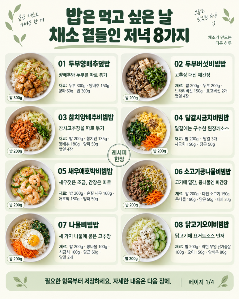 "바지가 불편해졌는데.." 밥은 먹고 싶은 날 저녁 8가지