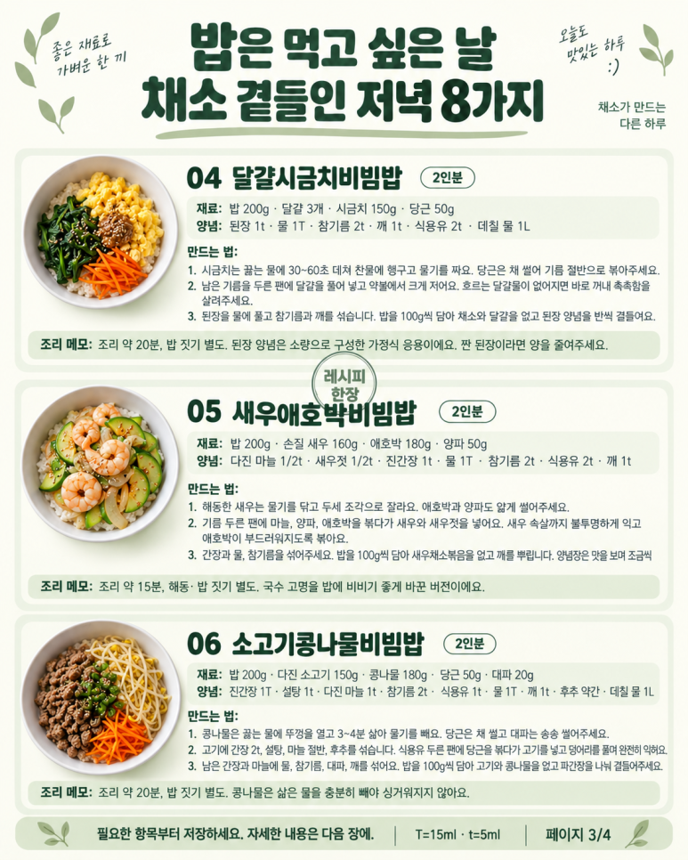"바지가 불편해졌는데.." 밥은 먹고 싶은 날 저녁 8가지