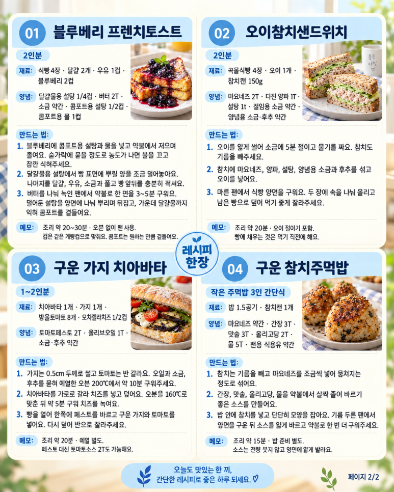 커피만 마시려다 하나 더, 빵과 밥으로 챙기는 아침 4가지