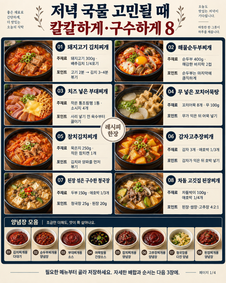 오늘 저녁 국물은 뭘 끓일까ㅣ김치찌개부터 꼬치어묵탕까지 8가지