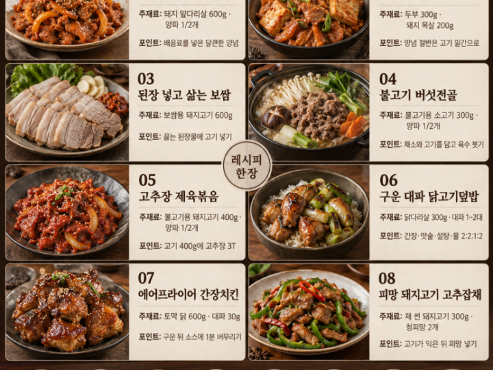 Today's dinner main is only one: 8 types of meat dishes from galbi and bossam to soy sauce chicken.