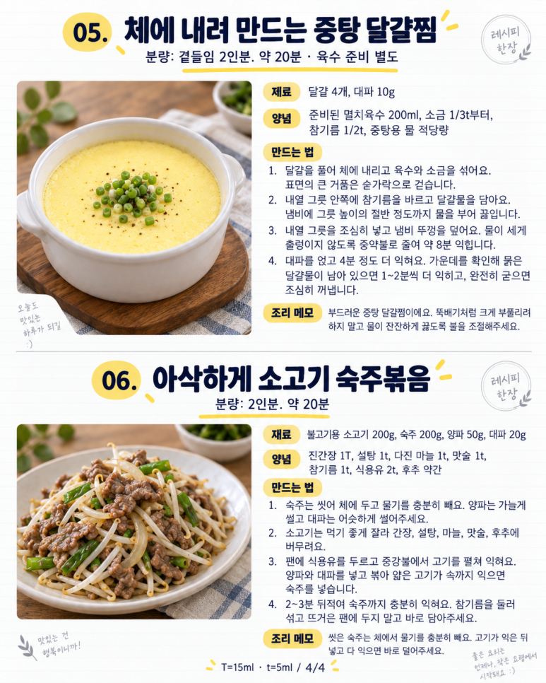 김밥은 터지고 전은 눅눅하다면 — 조리 요점까지 집밥 레시피 6가지