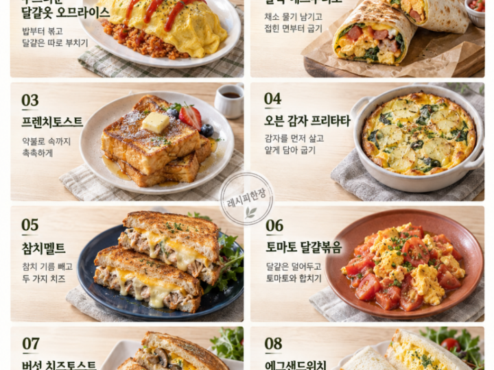A late-arrived day is one plate — 8 types of toast, eggs, and potatoes for brunch.