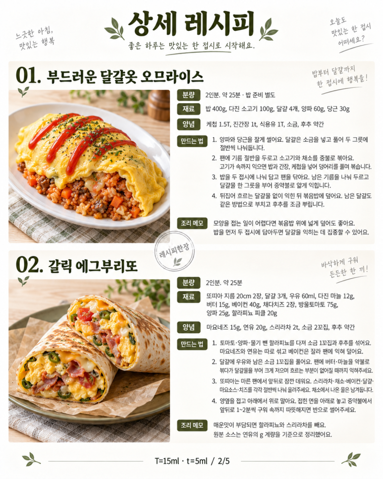늦게 일어난 날은 한 접시로 — 식빵·달걀·감자 브런치 8가지