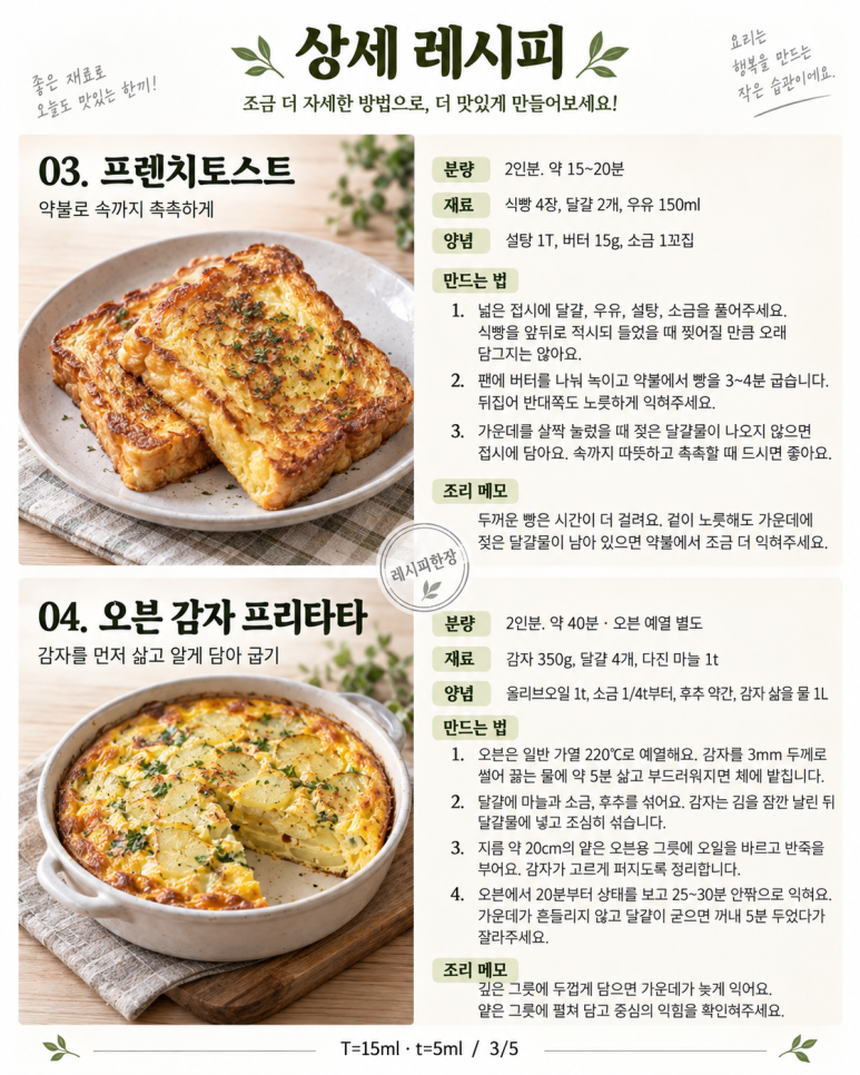 늦게 일어난 날은 한 접시로 — 식빵·달걀·감자 브런치 8가지