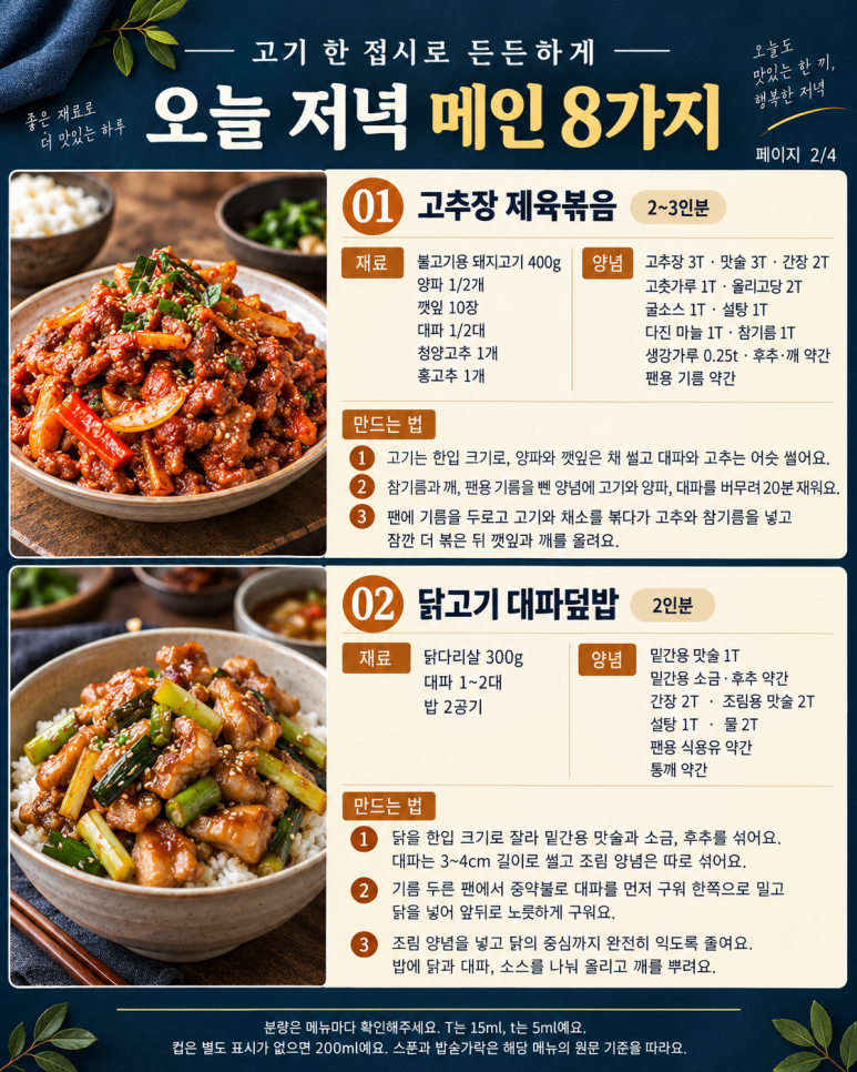 오늘은 고기가 메인, 볶고 굽고 삶아 차리는 고기요리 8가지