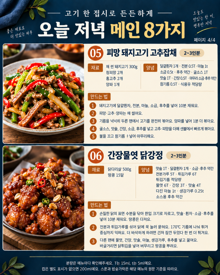 오늘은 고기가 메인, 볶고 굽고 삶아 차리는 고기요리 8가지