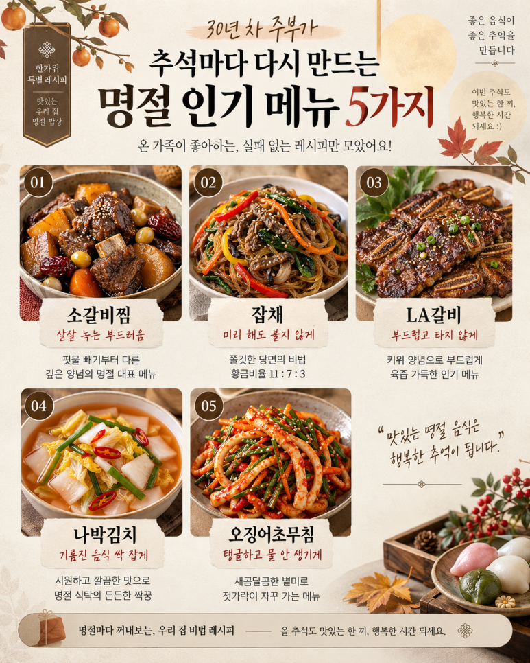30년 차 주부가 추석마다 다시 만드는 명절 인기메뉴 5가지