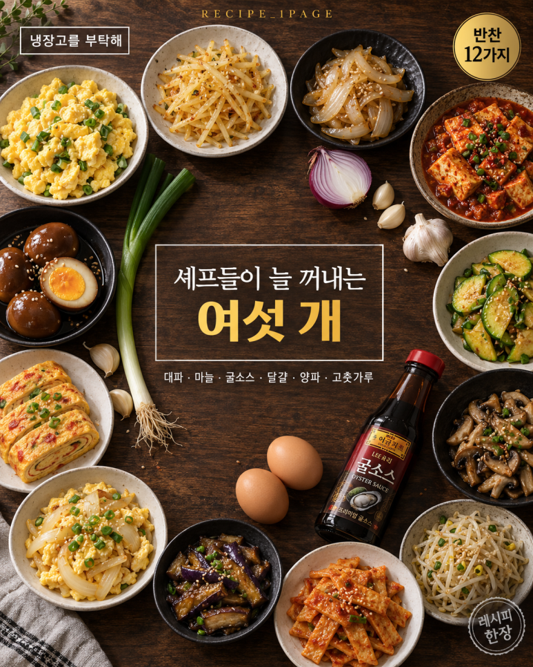 냉장고를 부탁해 셰프들 손이 늘 같은 데로 가더라고요, 반찬 12가지