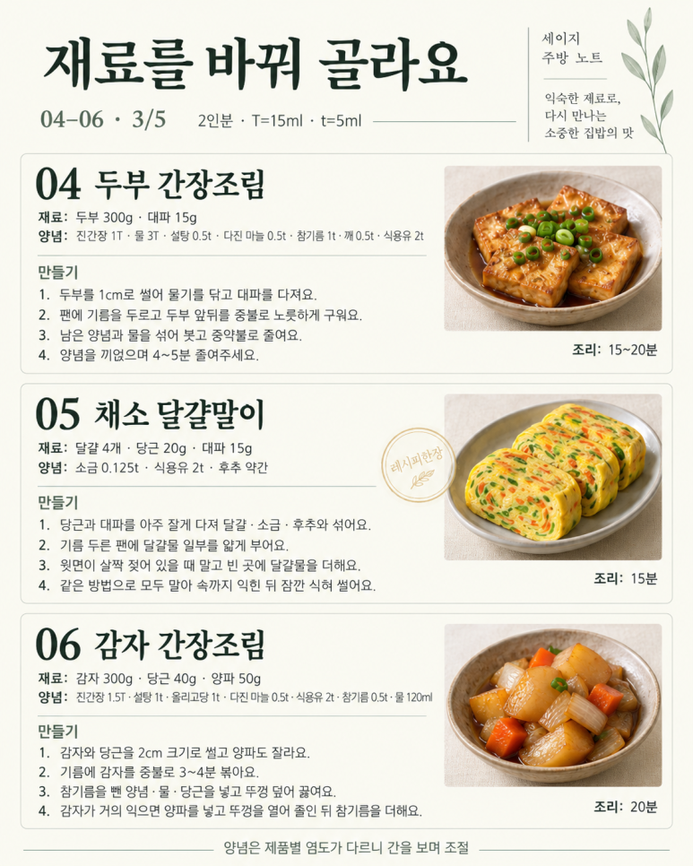 옛날 반찬 12가지, 한동안 잊고 지낸 그 맛