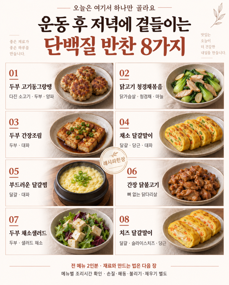 운동 후 저녁에 곁들이는 단백질 반찬 8가지