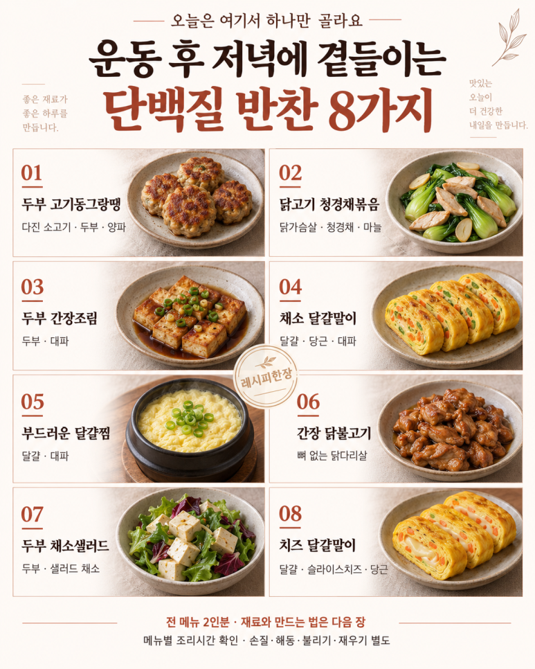 운동 후 저녁에 곁들이는 단백질 반찬 8가지