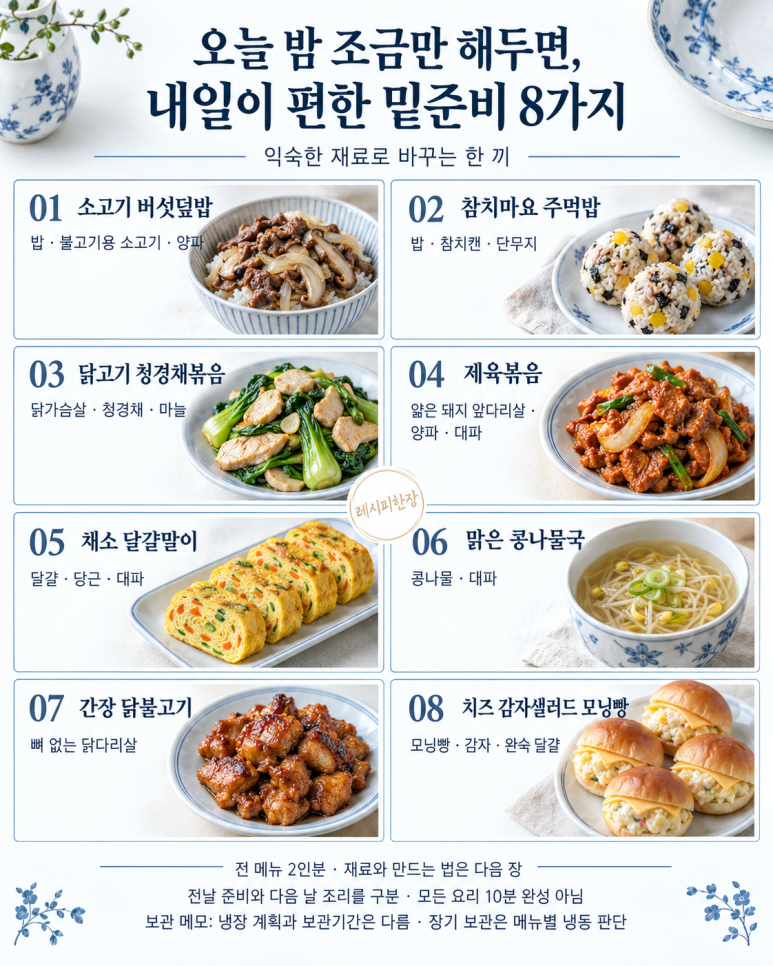 오늘 밤 조금만 해두면, 내일이 편한 밑준비 8가지