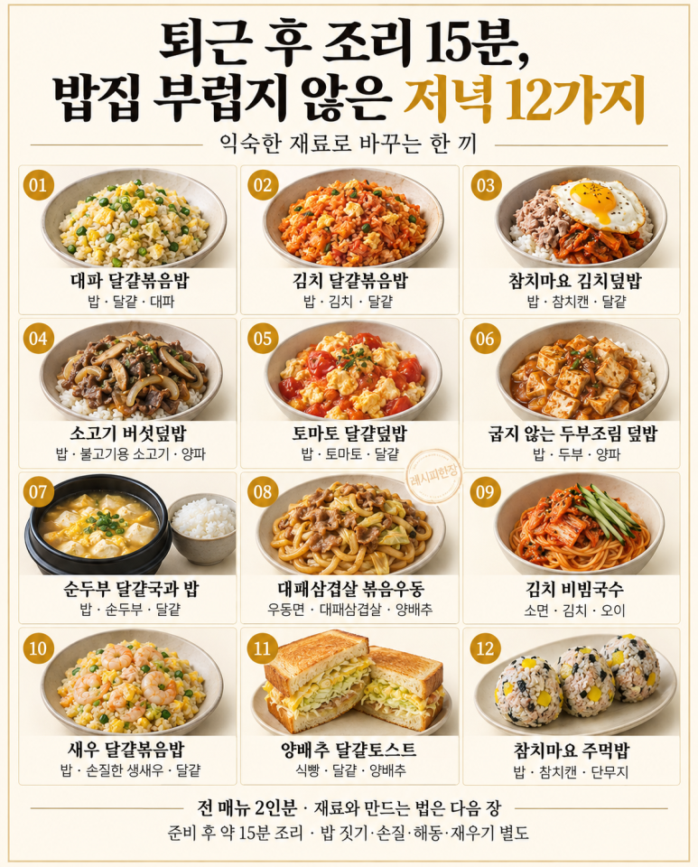 퇴근 후 조리 15분, 밥집 부럽지 않은 저녁 12가지