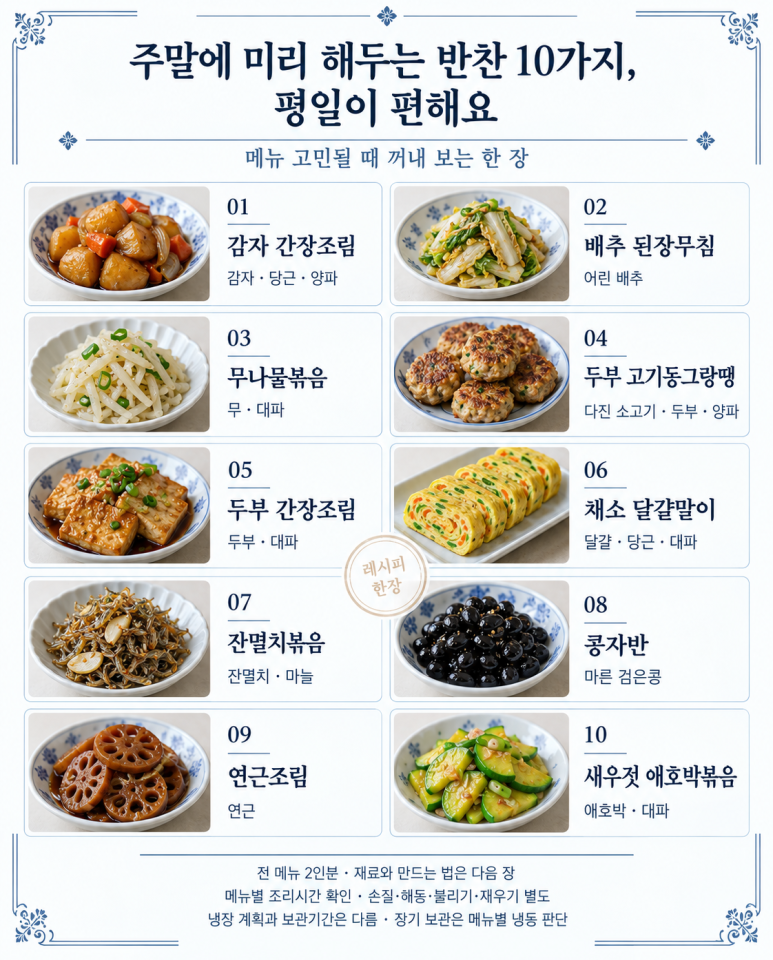 주말에 미리 해두는 반찬 10가지, 한 주 밥상 걱정 끝
