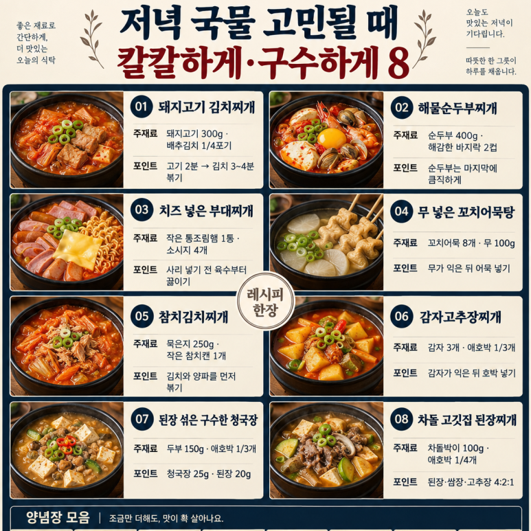 What should we make for the soup tonight? From kimchi jjigae (Korean kimchi stew) to 8 types of skewered dumplings