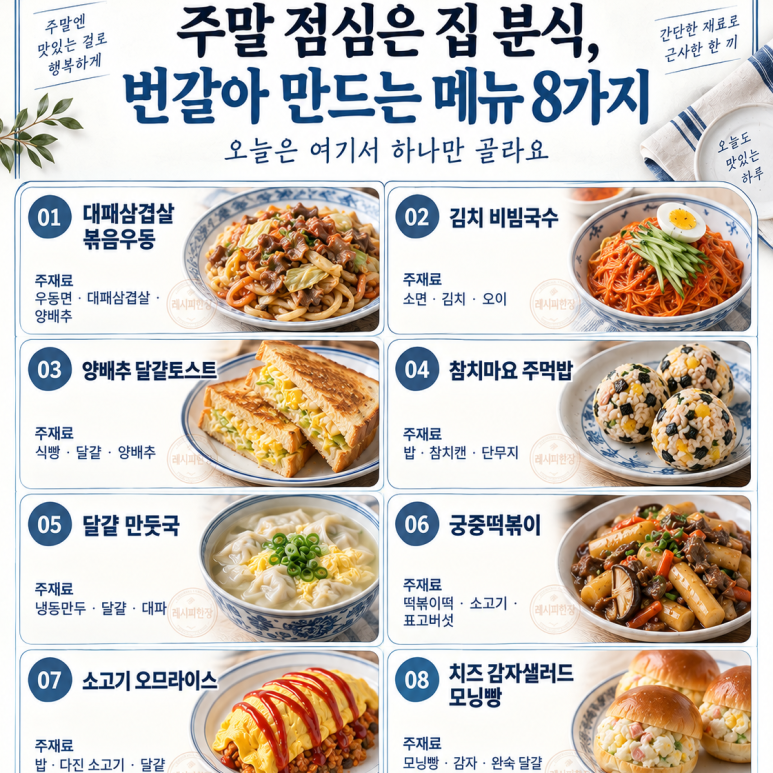 주말 점심은 집 분식, 번갈아 만드는 메뉴 8가지