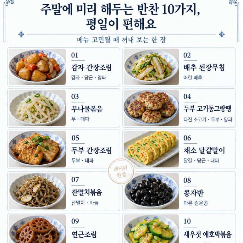 주말에 미리 해두는 반찬 10가지, 한 주 밥상 걱정 끝