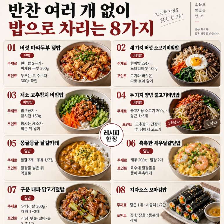 8 dishes for a meal that you don't want to take out several side dishes in a container for lunch