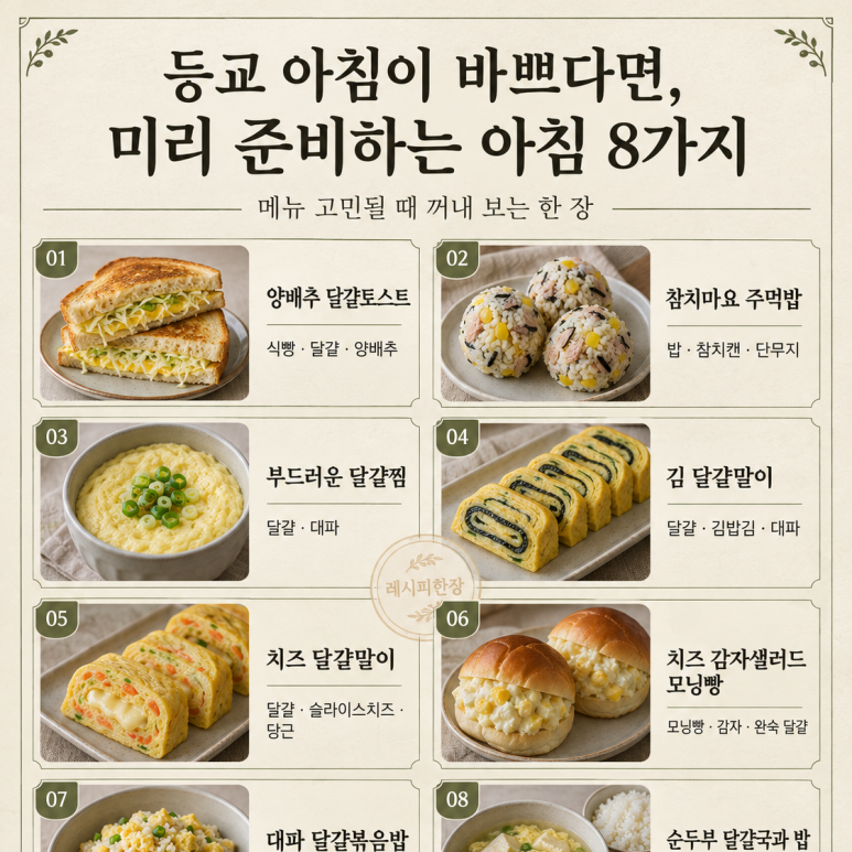 등교 아침이 바쁘다면, 미리 준비하는 아침 8가지