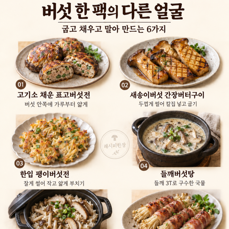 When you have one pack of mushrooms left — 6 ways to change it to mushroom grilled mushrooms, shiitake traditional mushrooms, and mushroom rice.