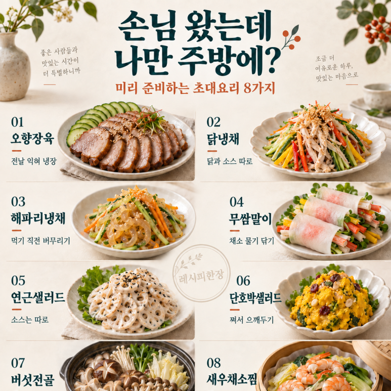손님 왔는데 나만 주방에 있다면 — 미리 준비하는 초대요리 8가지
