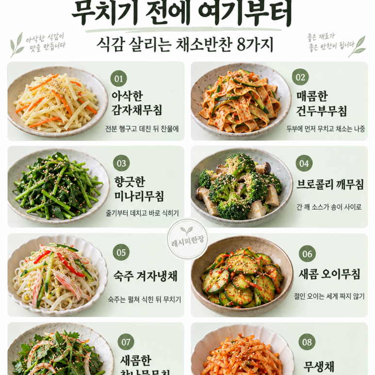 8 vegetable salad to accompany the Chuseok meat table — start by removing moisture