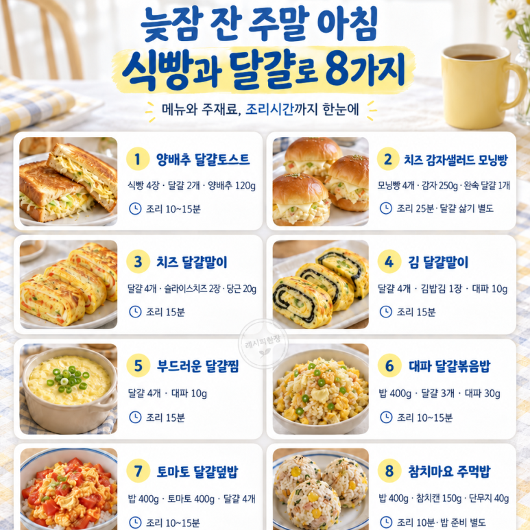 주말 아침, 식빵과 달걀로 느긋하게 차리는 8가지