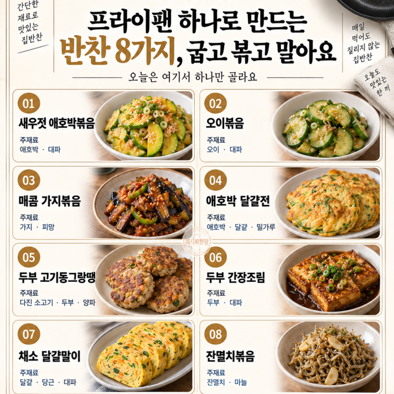 프라이팬 하나로 만드는 반찬 8가지, 굽고 볶고 말아요