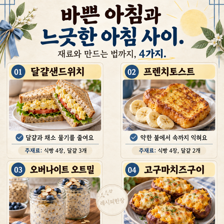 If you have bread, eggs, and sweet potatoes, the order to prepare four breakfast items
