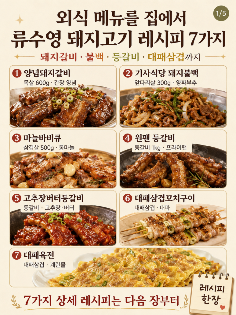 Today, instead of delivery, a plate of meat! Ryu Su-young's 7 pork recipes