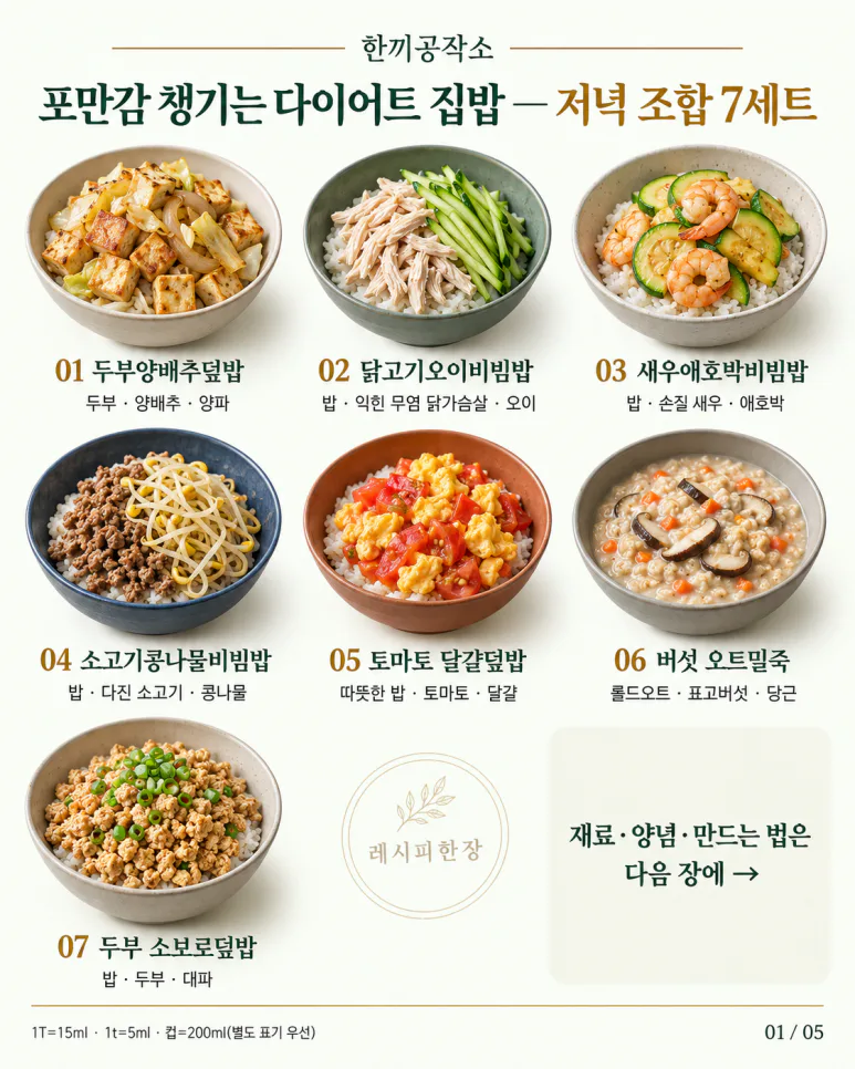 포만감 챙기는 다이어트 집밥 — 저녁 조합 7세트