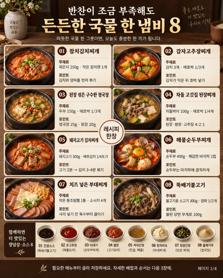 저녁 반찬이 허전한 날찌개부터 뚝배기불고기까지 국물요리 8가지