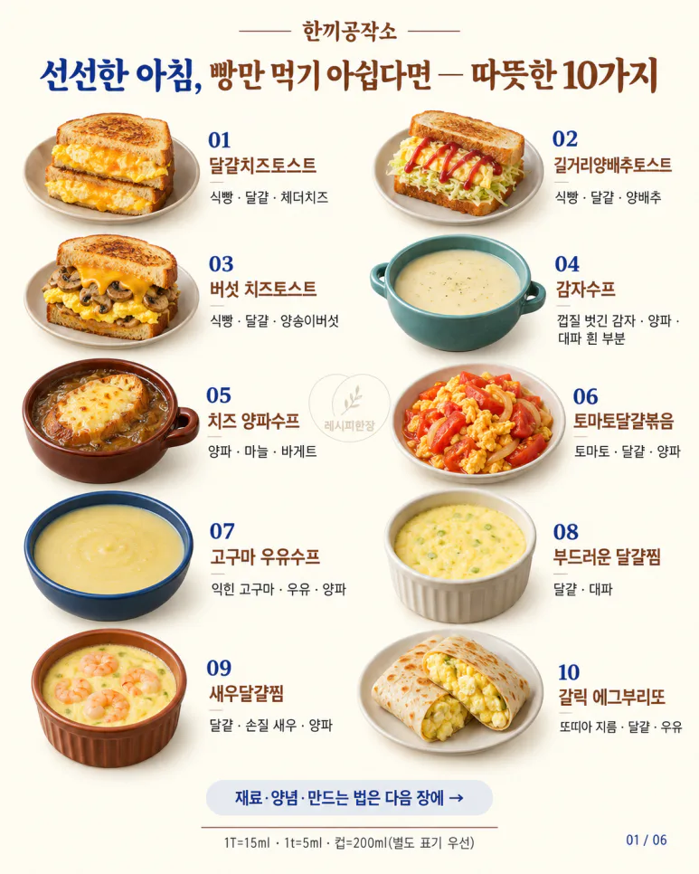 선선한 아침, 빵만 먹기 아쉽다면 — 따뜻한 10가지
