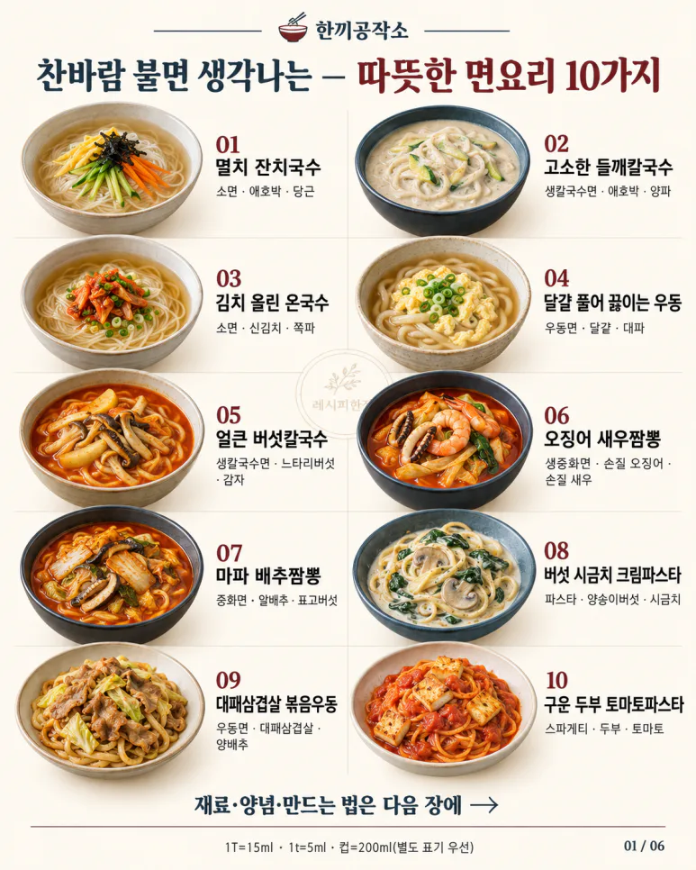 찬바람 불면 무조건 생각나는 — 뜨끈한 면요리 10가지