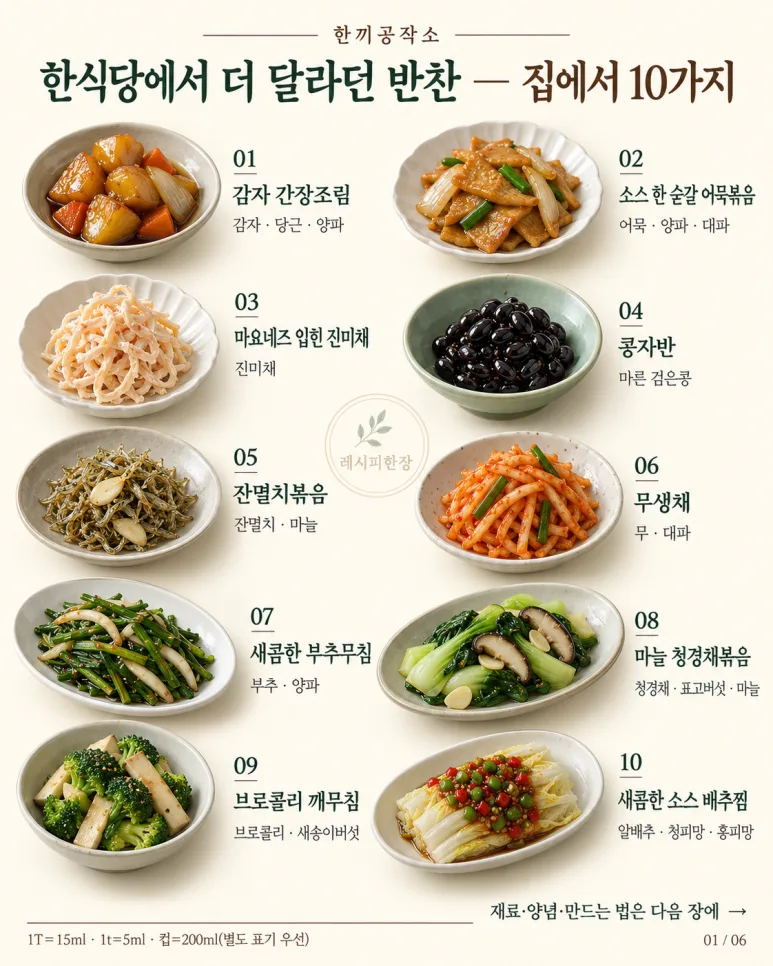 한식당 가면 꼭 두 번 먹던 그 반찬! 집에서 만드는 10가지
