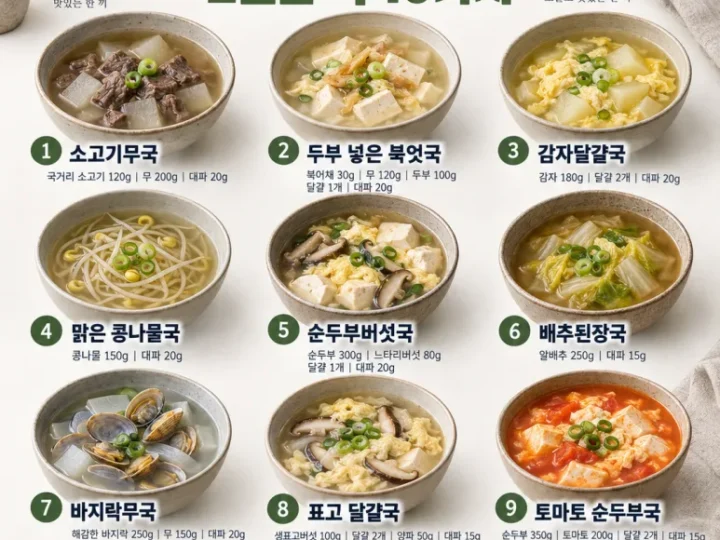국 한 냄비 끓이면 늘 남죠? 딱 두 그릇만 끓이는 맛있는 국 10가지