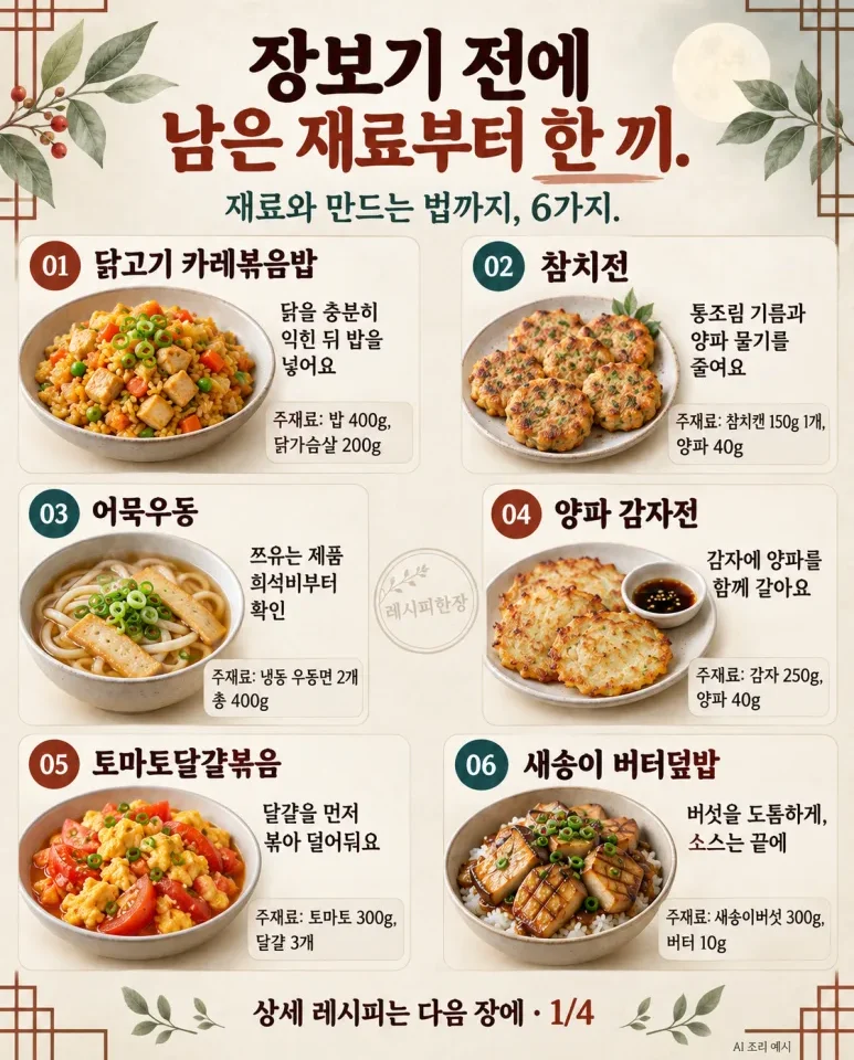 냉장고 털었는데 이렇게 맛있다고? 밥 한 그릇 뚝딱 6가지