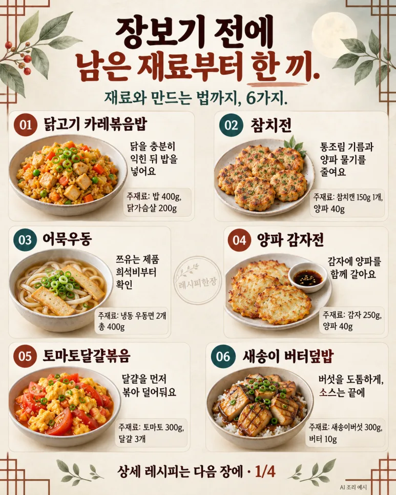 냉장고 털었는데 이렇게 맛있다고? 밥 한 그릇 뚝딱 6가지