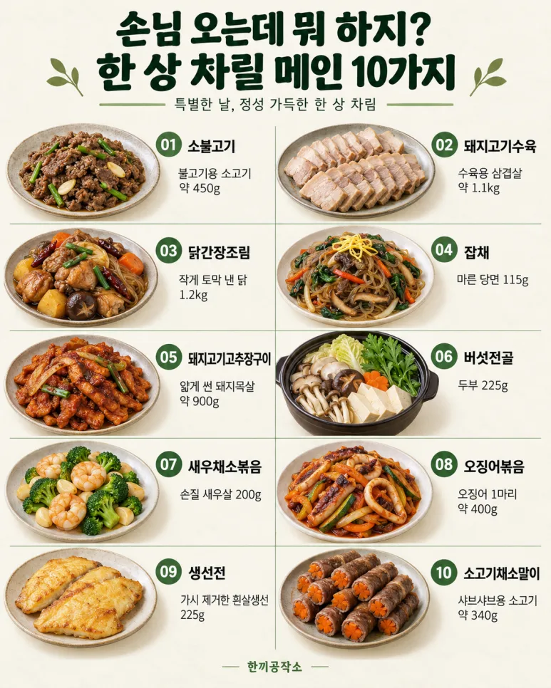 손님 오는데 뭐 하지? 한 상 차릴 메인 10가지