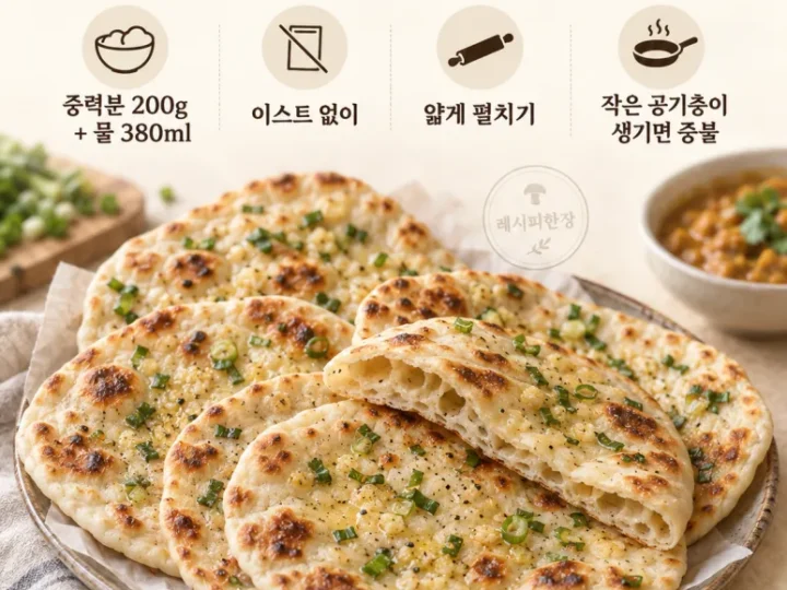 치대지도 발효하지도 않아요 — 묽은 반죽으로 굽는 마늘 플랫브레드