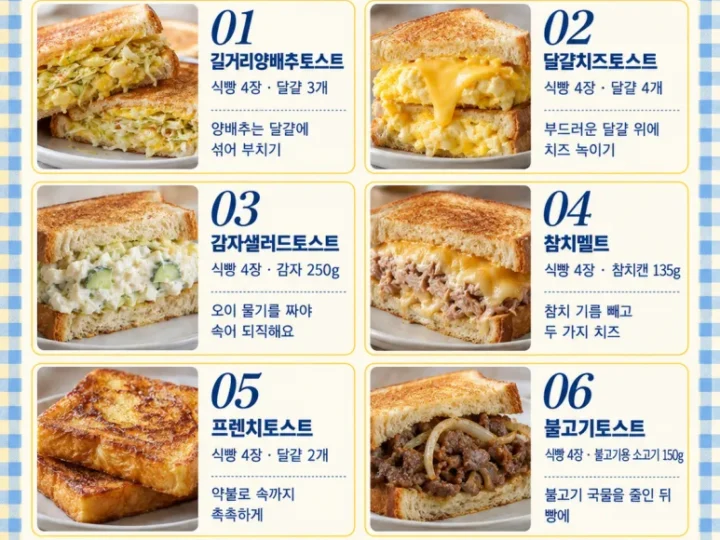 식빵에 잼만 바르던 집 — 주말 아침이 달라지는 토스트 7가지
