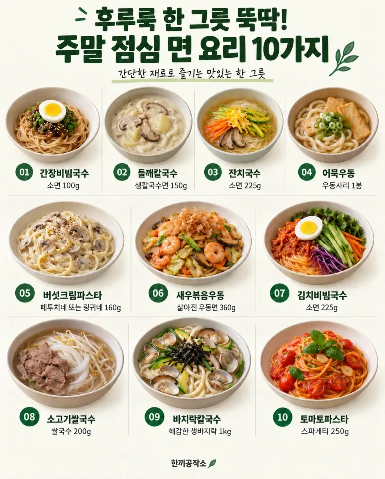 주말 점심, 이 중에 뭐 먹지? 입맛 확 당기는 면 요리 10가지