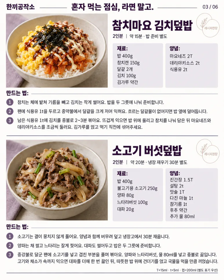 혼자 먹는 점심, 라면 말고 — 덮밥 10가지