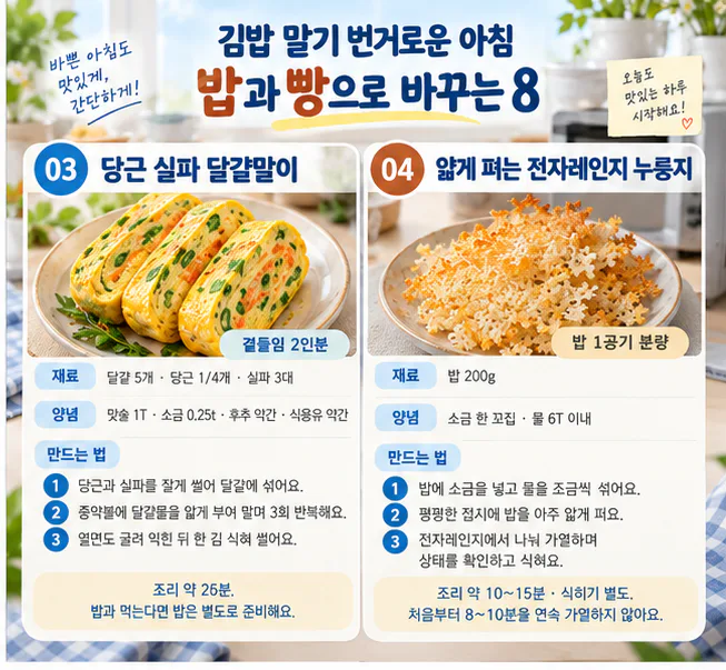 ¡Con esto por la mañana, es muy nutritivo! 8 menús de desayuno hechos con arroz y pan.